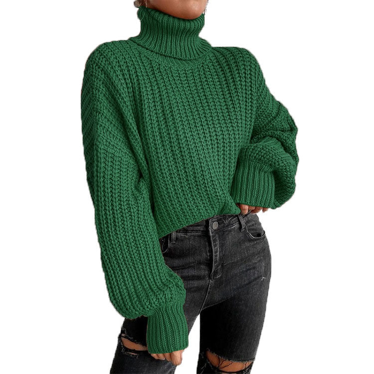 Damen - Strickpullover - Hoher Kragen - Bequem und stilvoll - Lässiger Pullover für jede Gelegenheit