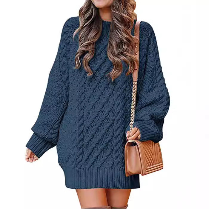Damen - Lässiger großer Strickpullover - Zopfmuster - Bequemer Mode Hit für den Herbst