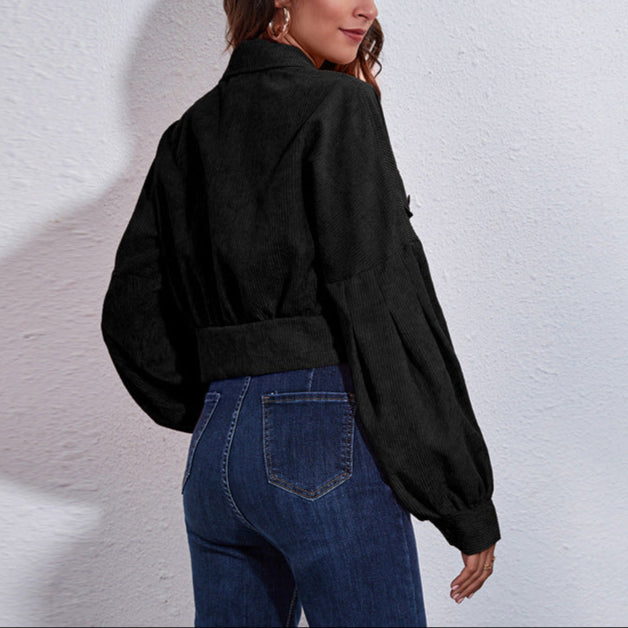 Damen - Blousonjacke - Rippstrick - Weite Ärmel - Bequeme und stylische Übergangsjacke für jeden Anlass