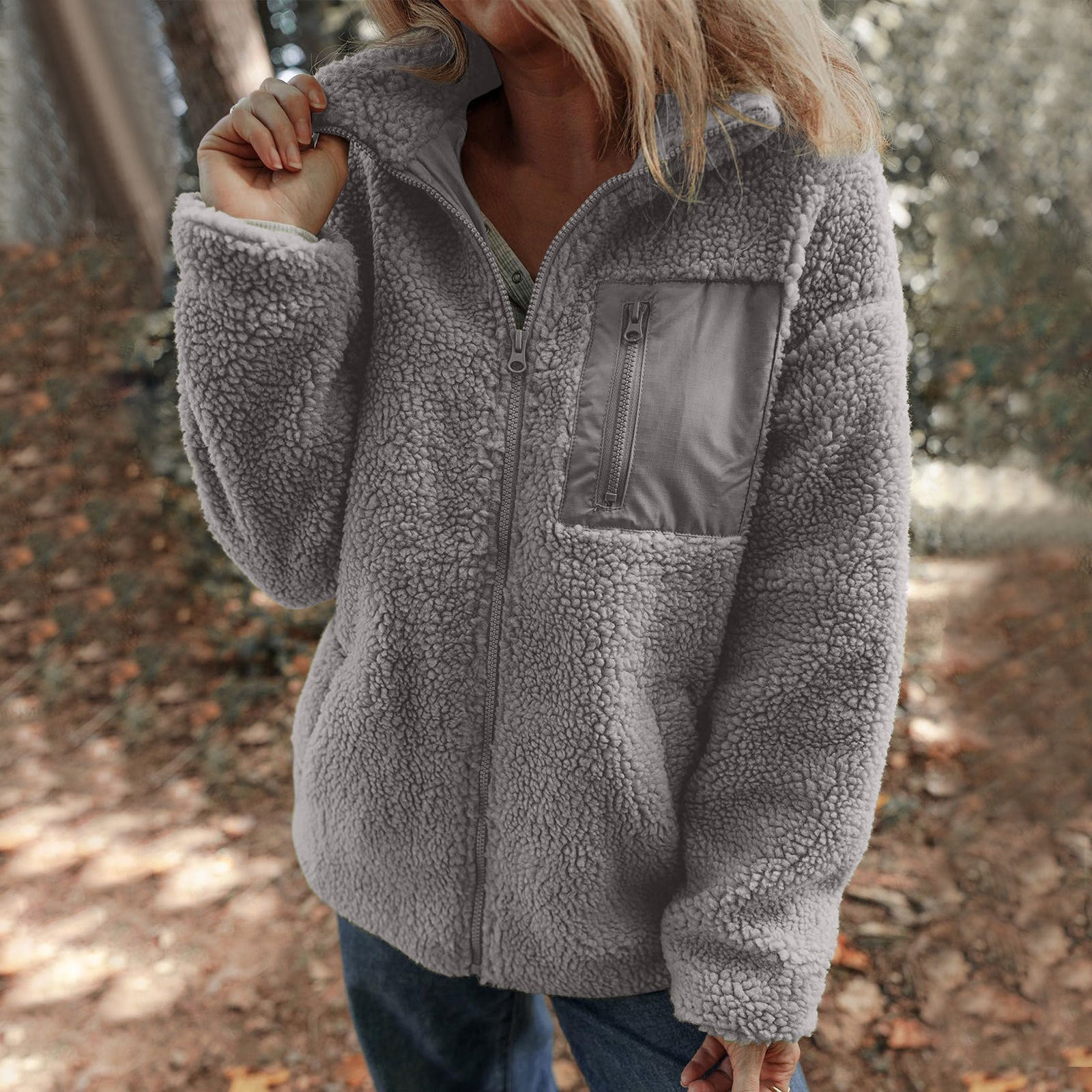 Damen - Fleecejacke - Hoher Kragen - Bequeme und warme Jacke für kühle Tage