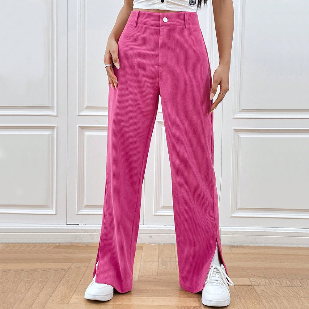 Damen - Trendige Cordhose - Weitem Bein - Bequemes Material - Modische Freizeithose