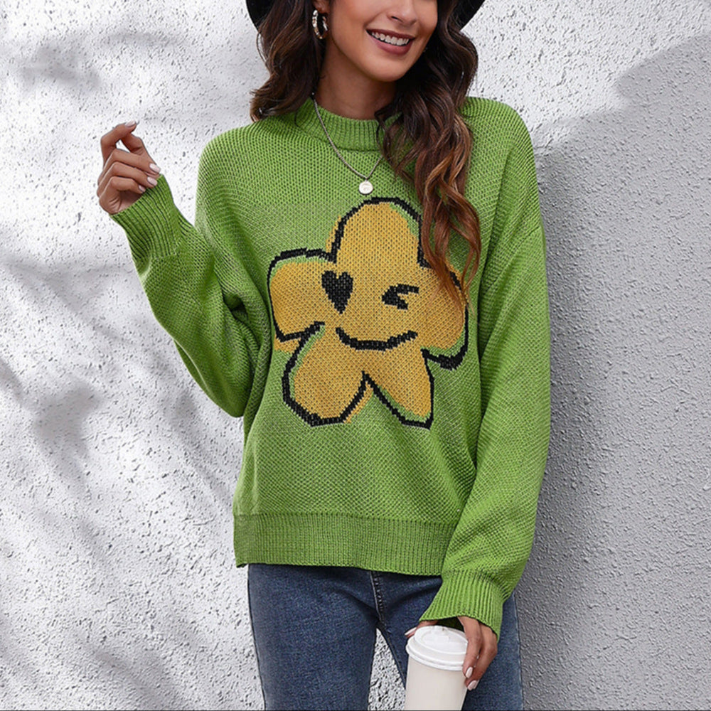 Damen - Strickpullover - Baumwollmischung - Florales Design - Bequemer, atmungsaktiver Pullover für stilvolle Looks