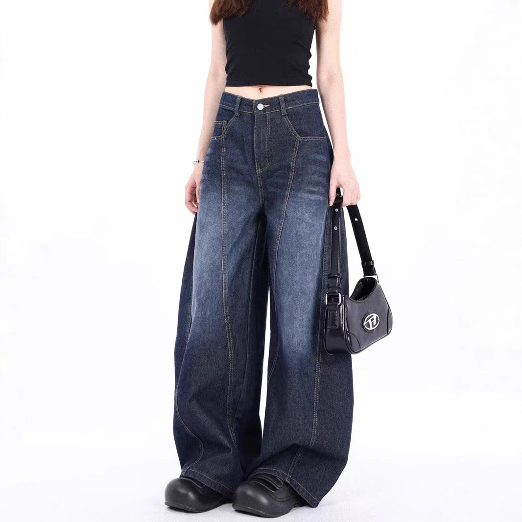 Damen - Weite Denim Hose - Hohe Taille - Lässiger Stil für jeden Anlass