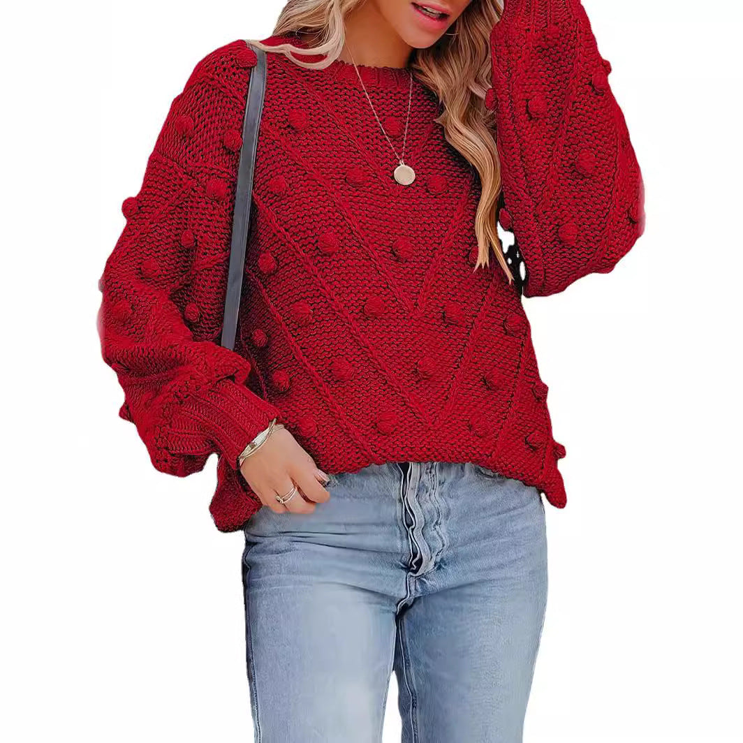 Damen - Stylischer Strickpullover - Modisches 3D-Muster - Bequem und Trendy