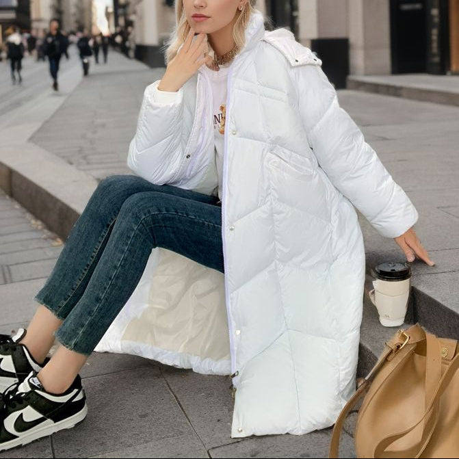 Damen - Isolierte lange Pufferjacke - Entspannte Passform - Warm und stylisch für kalte Tage