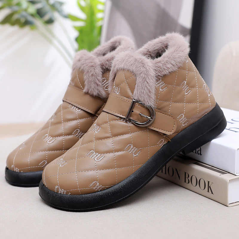 Damen - Stiefeletten - Warmes Fleece Futter mit Schnalle - Bequeme und stilvolle Winterstiefel