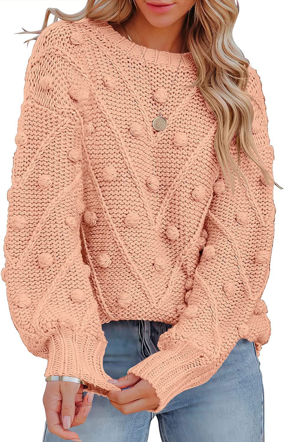 Damen - Stylischer Strickpullover - Modisches 3D-Muster - Bequem und Trendy