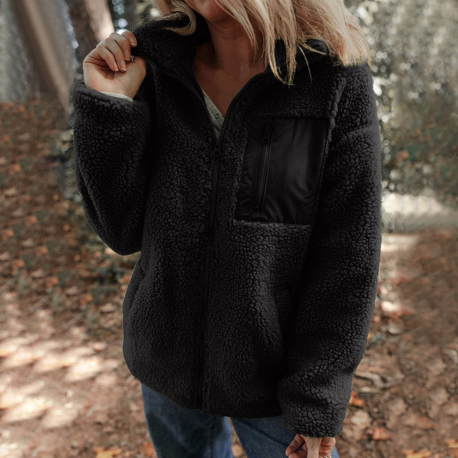Damen - Fleecejacke - Hoher Kragen - Bequeme und warme Jacke für kühle Tage