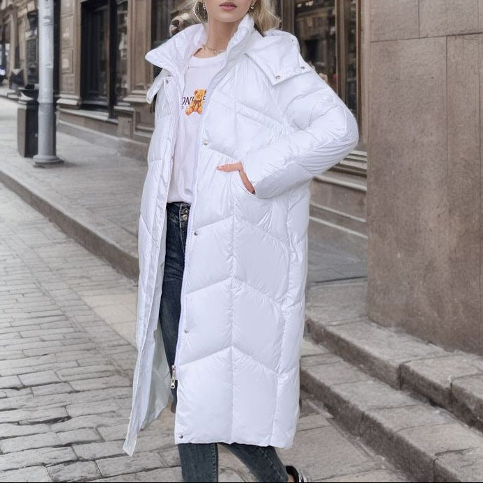 Damen - Isolierte lange Pufferjacke - Entspannte Passform - Warm und stylisch für kalte Tage