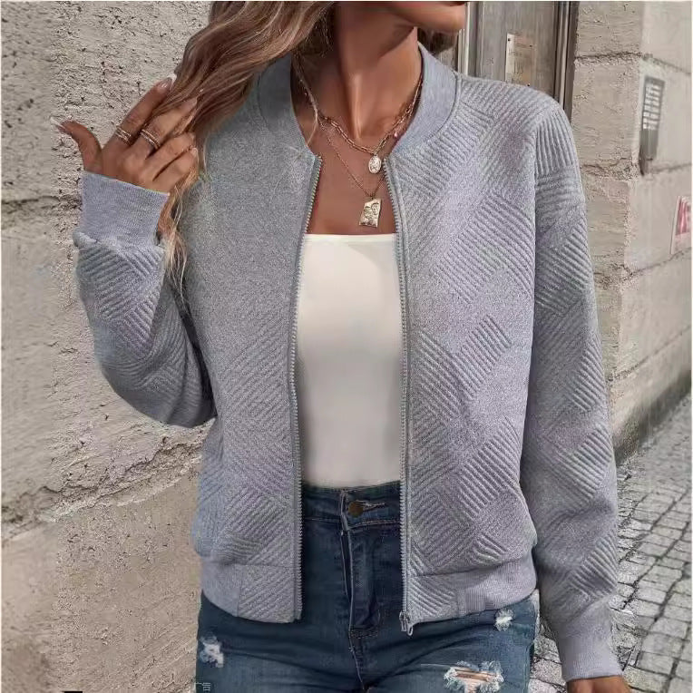Damen - Strukturierte Bomberjacke - Weichem Material - Lässiger Stil - Modische Jacke für den Alltag