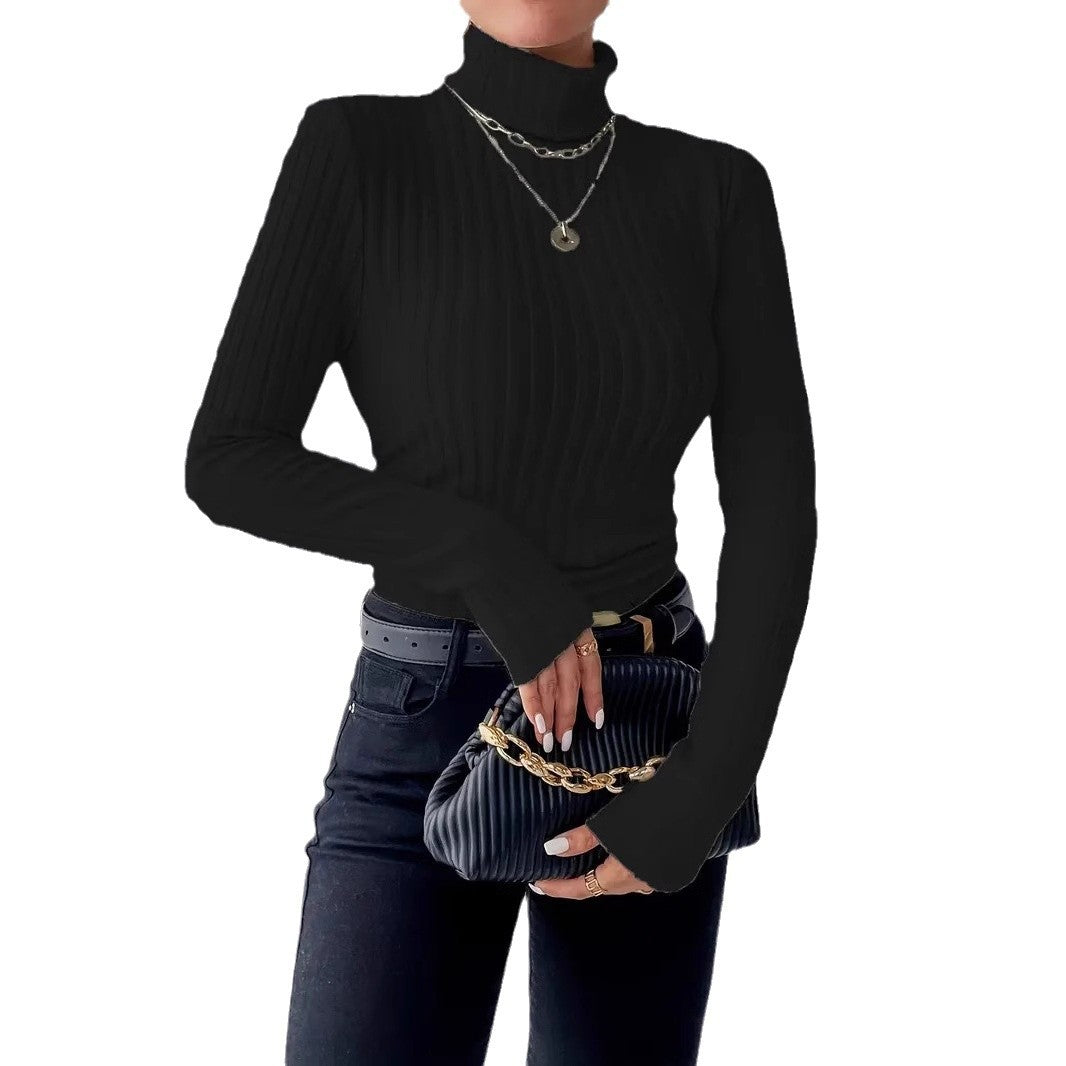 Damen - Rollkragenpullover - Langärmeliger - Feiner Rippstrick - Stilvoller und Bequemer Pullover für den Alltag