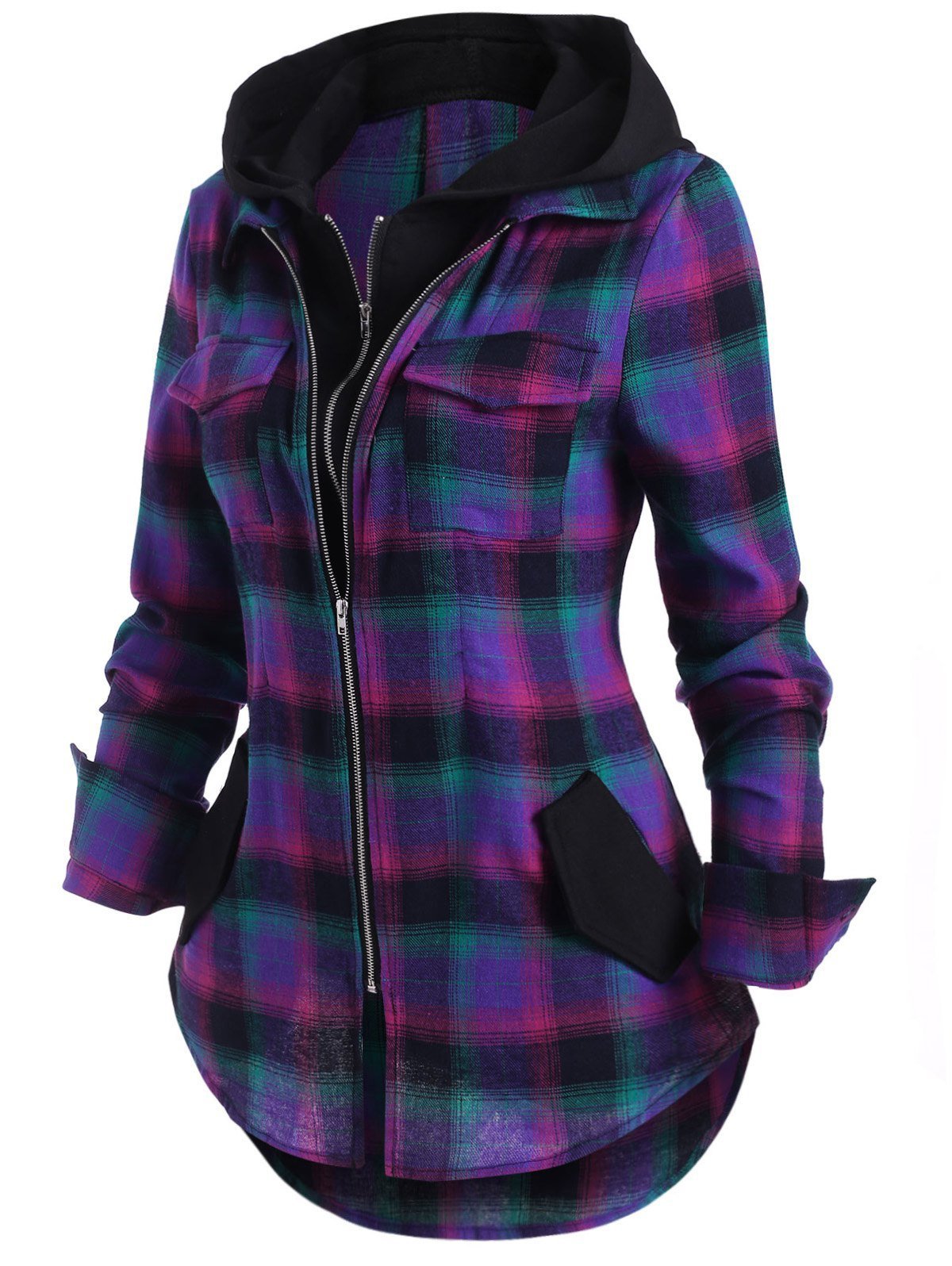 Damen - Flanell Jacke - Kapuze und Taschen - Bequeme, stylische Jacke für jede Gelegenheit