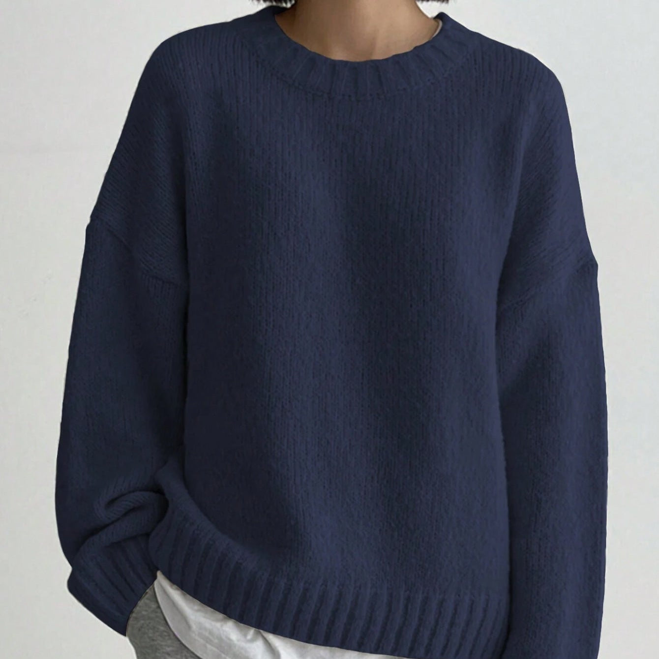 Damen - Oversized Strickpullover - Bequemer Rundhalsausschnitt - Stylischer Look für jeden Anlass