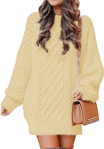 Damen - Lässiger großer Strickpullover - Zopfmuster - Bequemer Mode Hit für den Herbst
