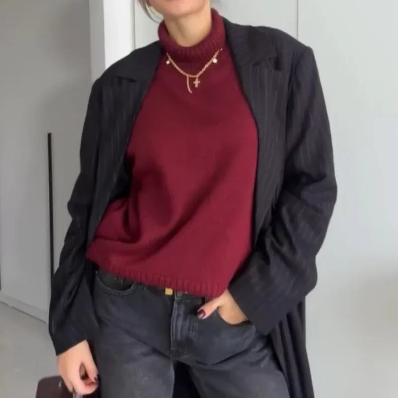 Damen - Pullover - Hohem Kragen - Übergröße - Gemütlicher Stil für jeden Anlass