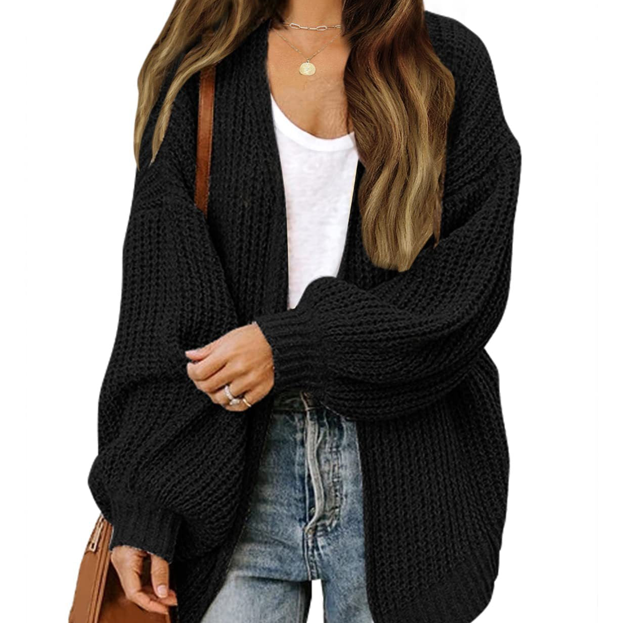 Damen - Grobstrickjacke - Überschnittenen Schultern - Bequem und Stylisch für jeden Anlass