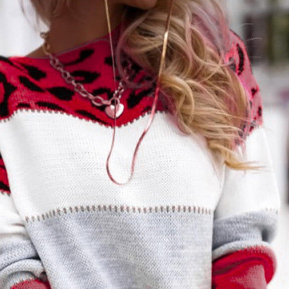 Damen - Strickpullover - Lockerer Passform - Tierprint - Bequemer und stylischer Look für jeden Anlass