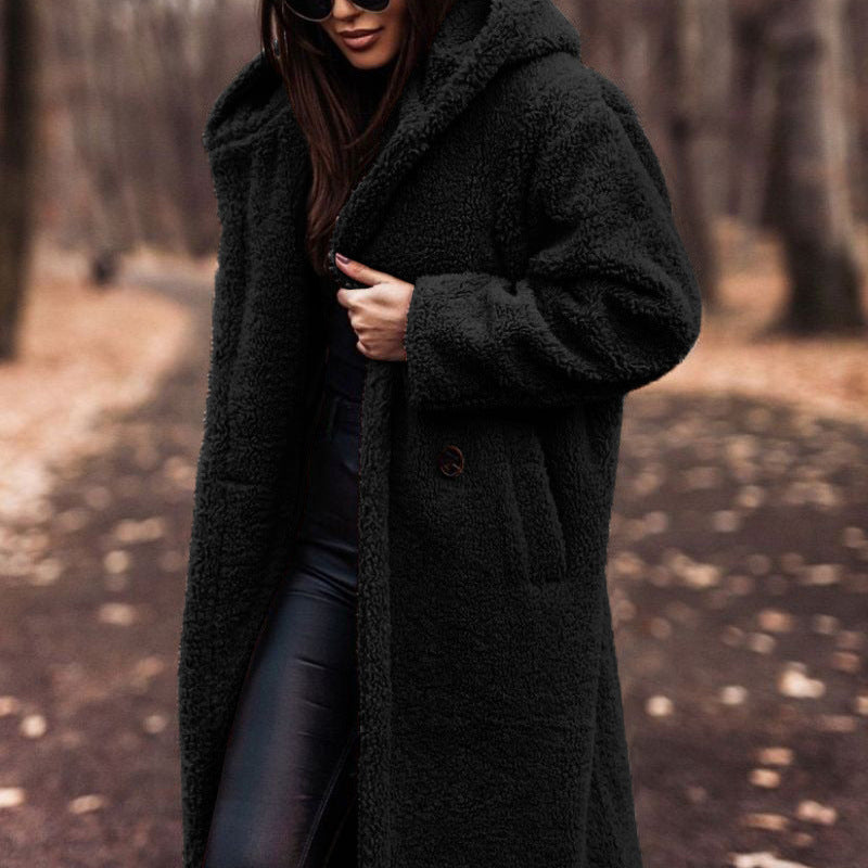 Damen - Stylischer langer Mantel mit Kapuze - Warmes Design für kühle Tage - Perfekt für den Herbst
