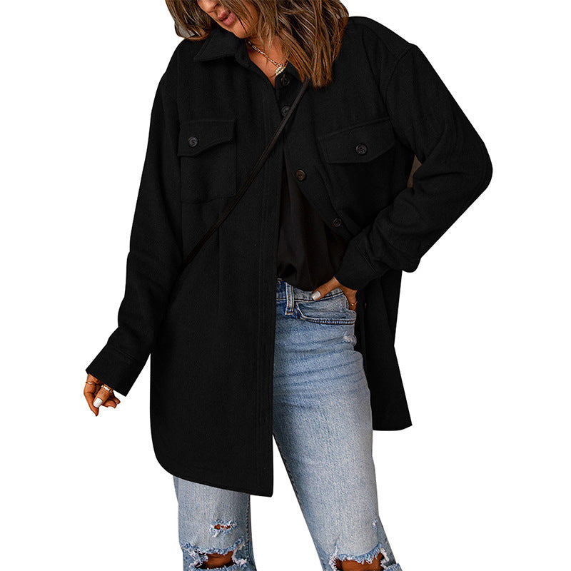 Damen - Übergroße Hemdjacke - Taschen - Modischer Komfort für jeden Anlass