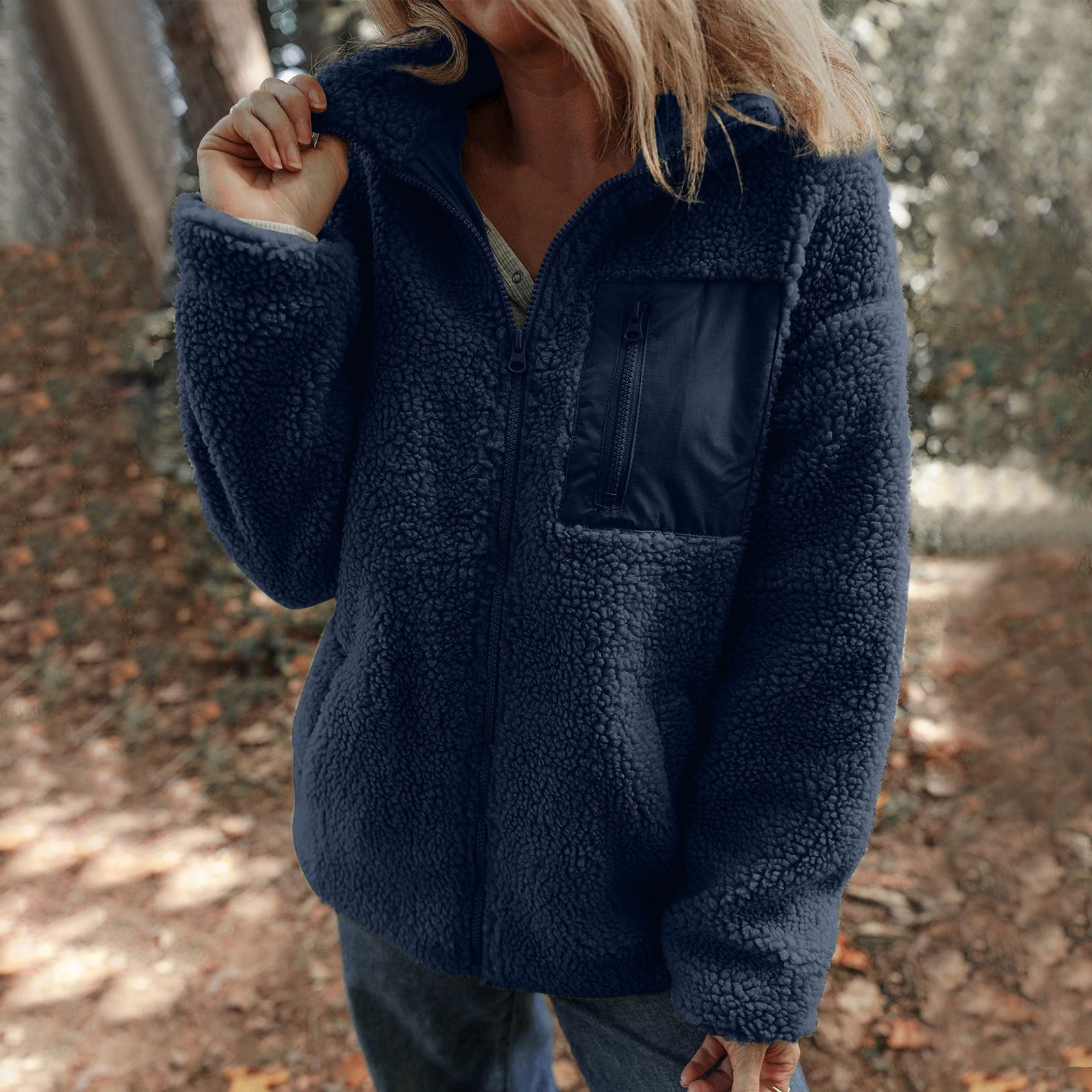 Damen - Fleecejacke - Hoher Kragen - Bequeme und warme Jacke für kühle Tage