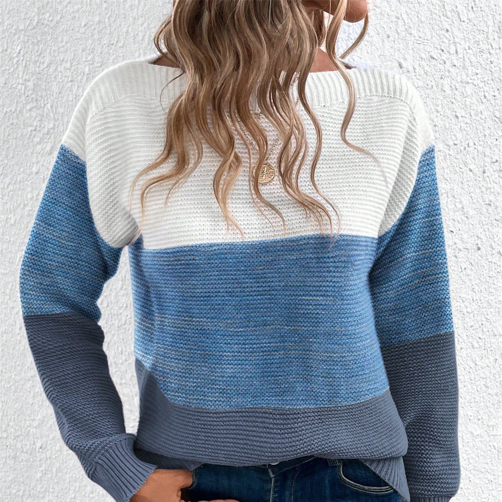 Damen - Strickpullover - Farbblock - Bequemer und stilvoller Look - Perfekt für die kühle Jahreszeit