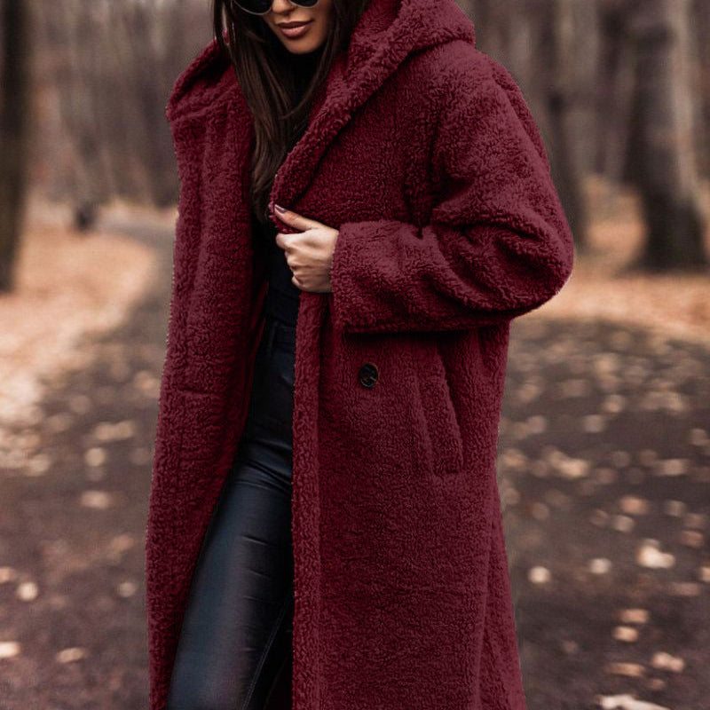 Damen - Stylischer langer Mantel mit Kapuze - Warmes Design für kühle Tage - Perfekt für den Herbst