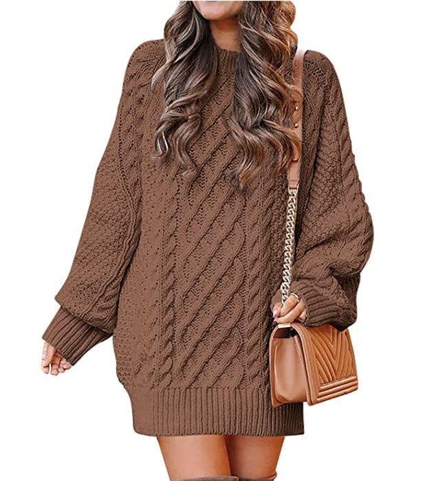 Damen - Lässiger großer Strickpullover - Zopfmuster - Bequemer Mode Hit für den Herbst