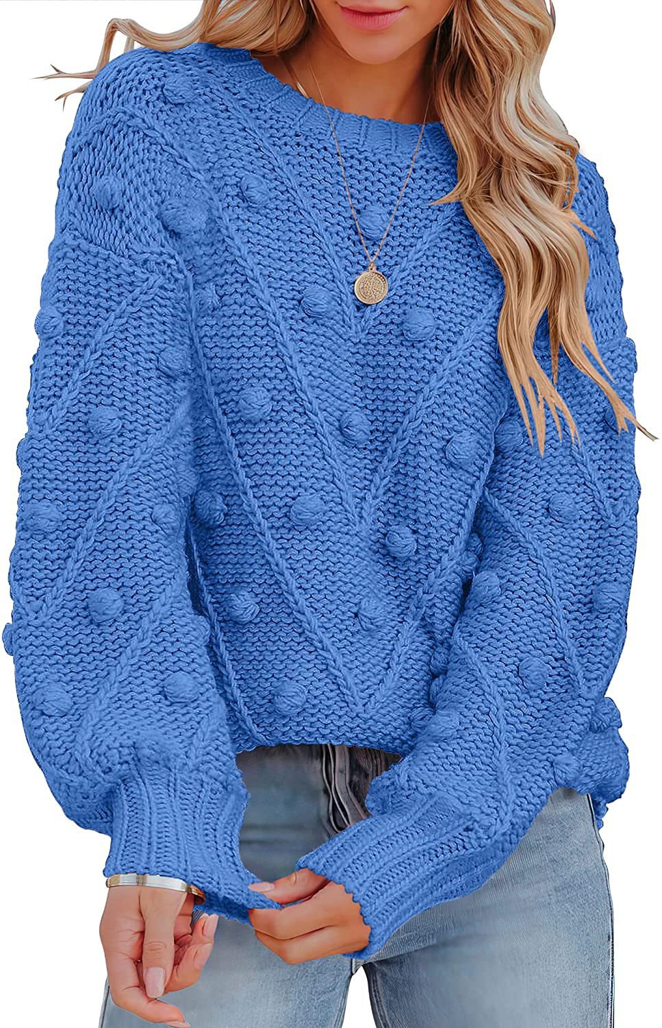 Damen - Stylischer Strickpullover - Modisches 3D-Muster - Bequem und Trendy