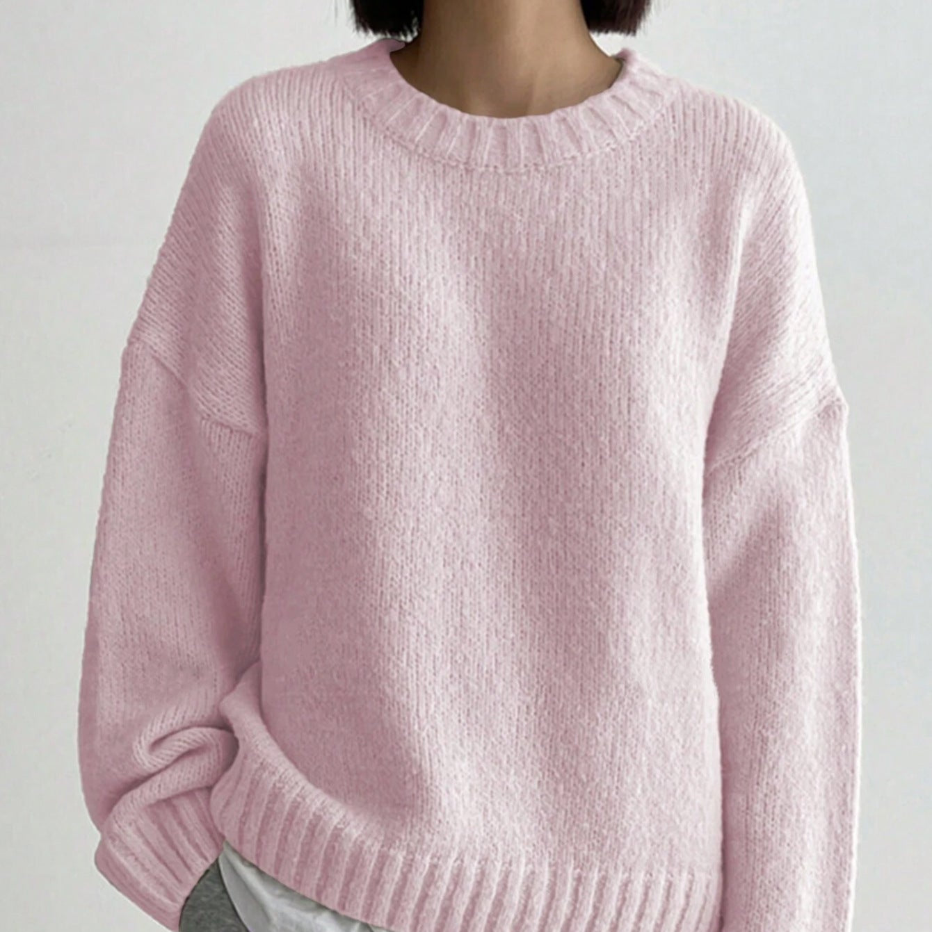 Damen - Oversized Strickpullover - Bequemer Rundhalsausschnitt - Stylischer Look für jeden Anlass