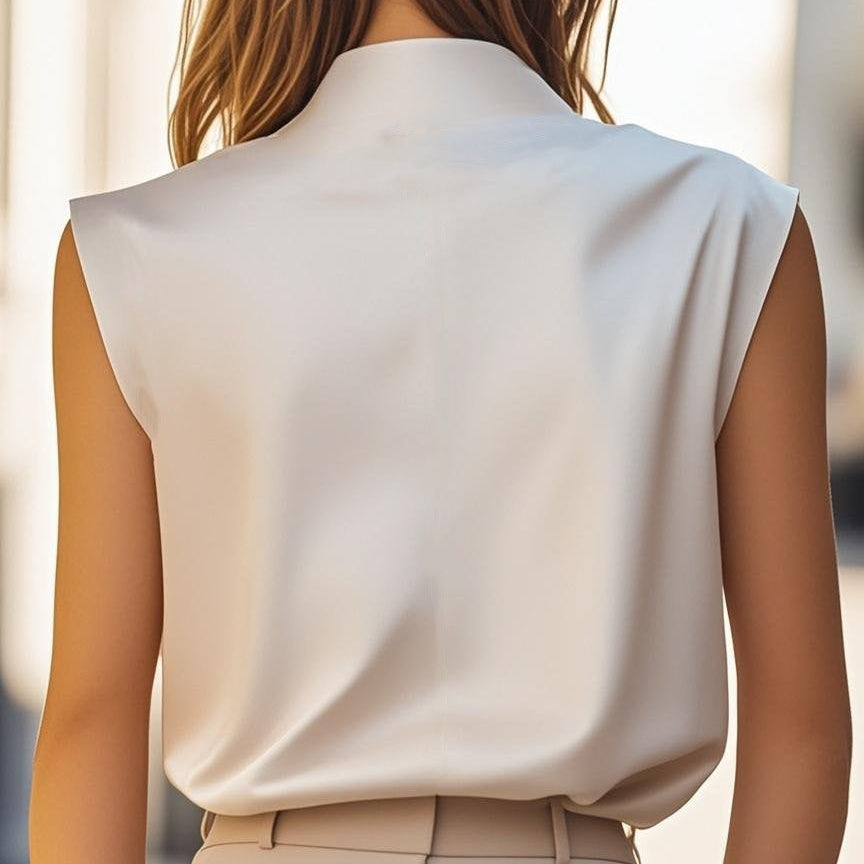 Damen - Satin Bluse - Drapierte Passform - Elegante Bluse für jeden Anlass