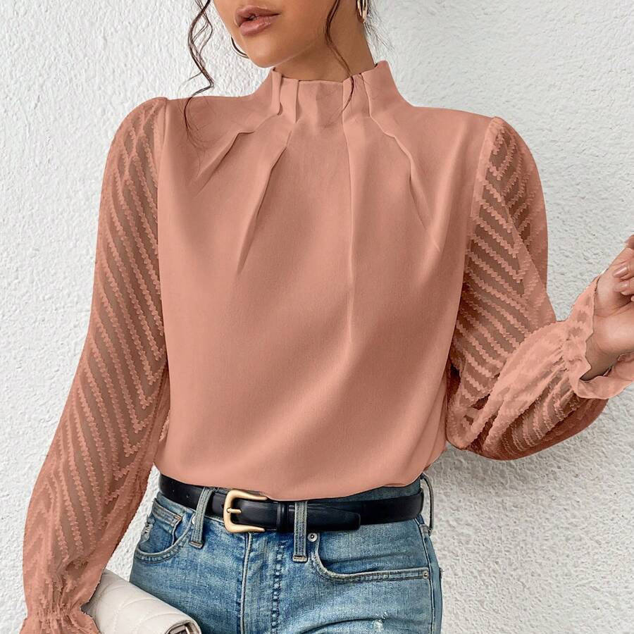 Damen - Elegante Bluse - Weichen Stoff - Stil mit langen Ärmeln