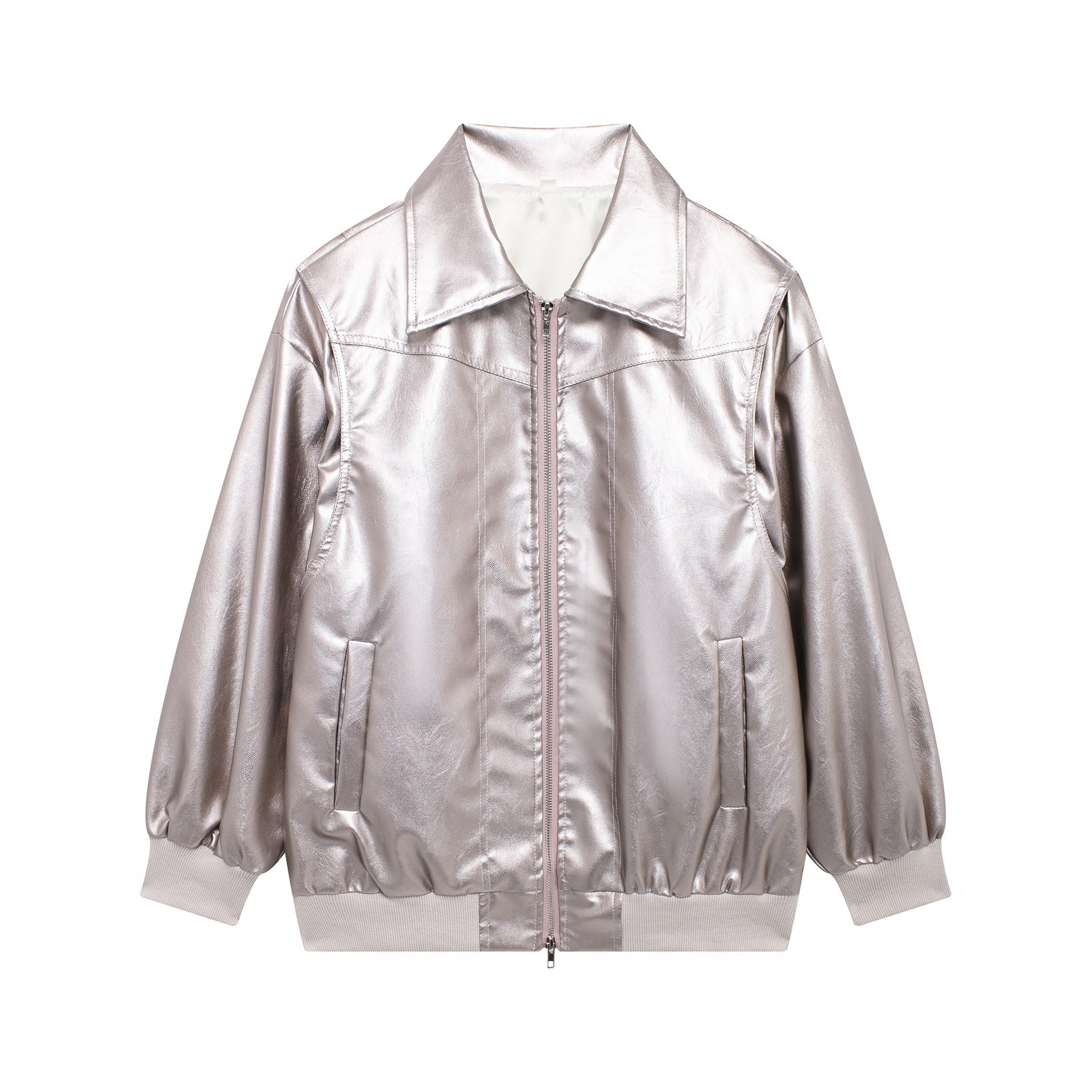 Damen - Jacke mit elastischen Manschetten - Kunstleder - Trendige Mode für jeden Anlass