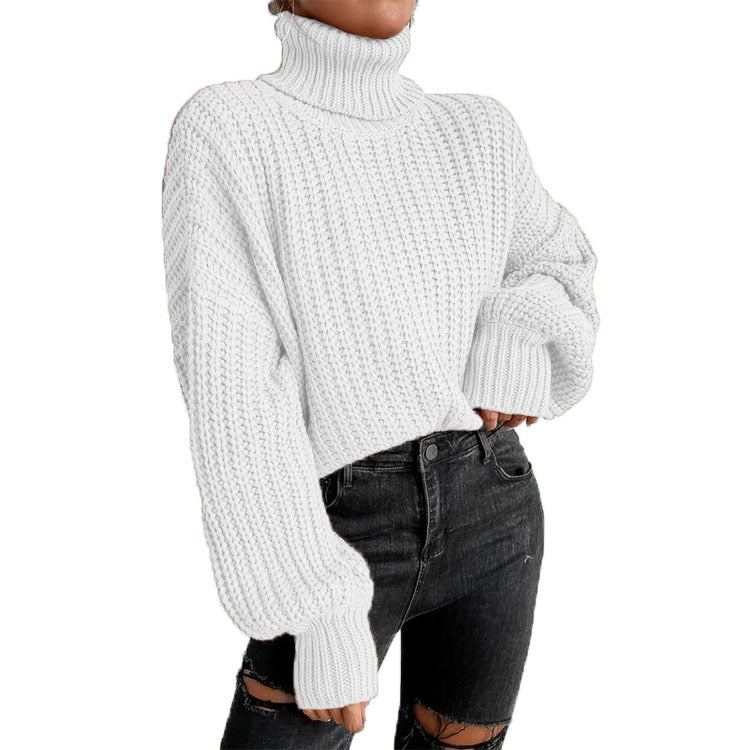 Damen - Strickpullover - Hoher Kragen - Bequem und stilvoll - Lässiger Pullover für jede Gelegenheit