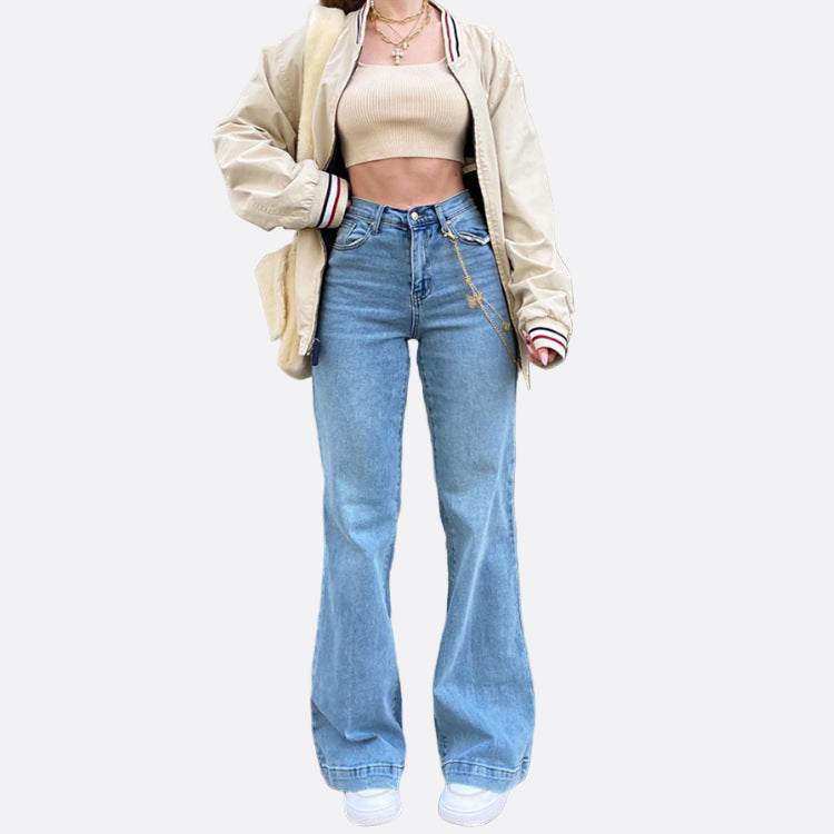 Damen - Ausgestellte Denim Jeans - Mittlere Taille - Modische, Bequeme Jeans für Jeden Anlass