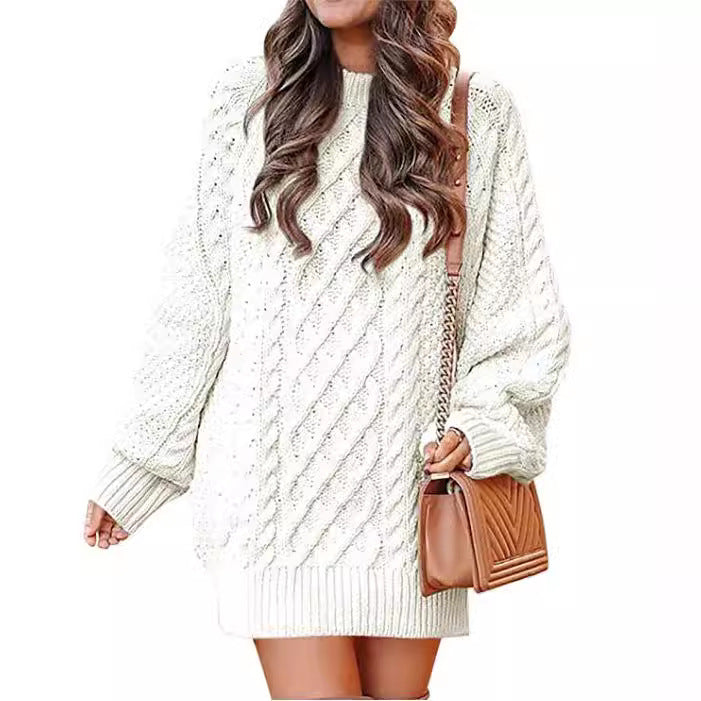 Damen - Lässiger großer Strickpullover - Zopfmuster - Bequemer Mode Hit für den Herbst