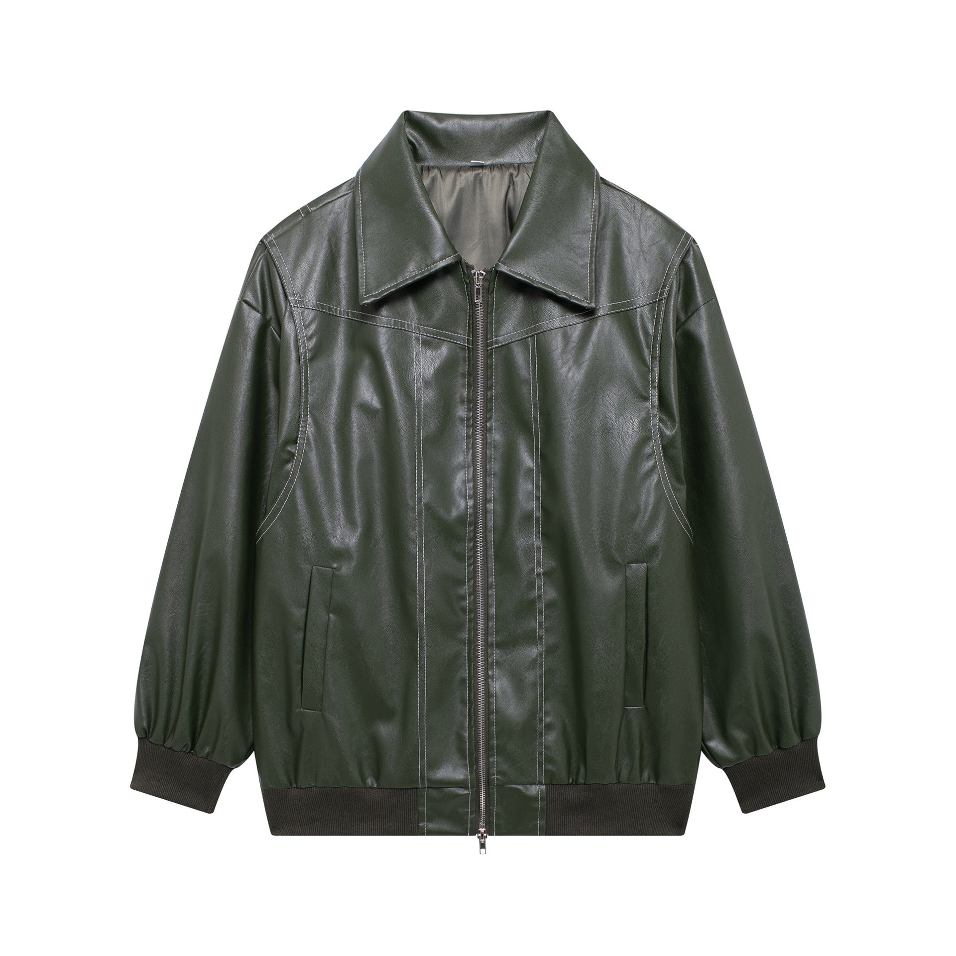 Damen - Jacke mit elastischen Manschetten - Kunstleder - Trendige Mode für jeden Anlass