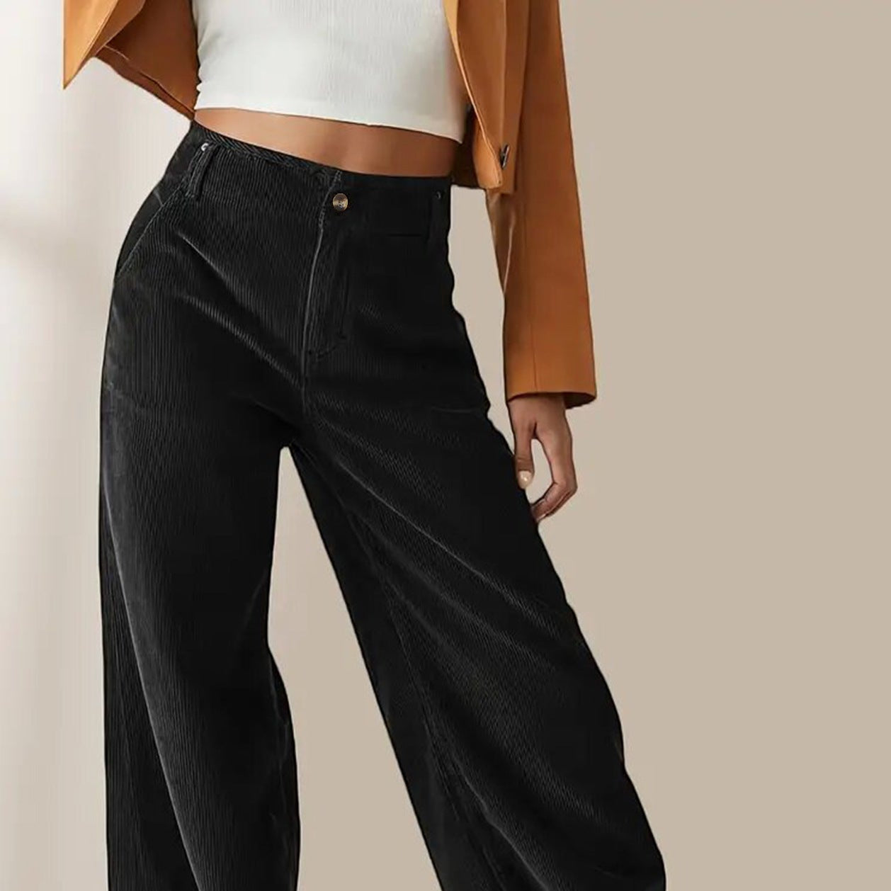 Damen - Weite Cordhose - Baumwoll - Lässigen Stil - Bequeme für jeden Anlass