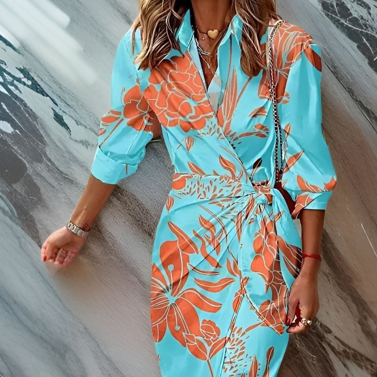 Damen - Wickelkleid - Bedruckter Stoff - Elegantes Sommerkleid für jeden Anlass