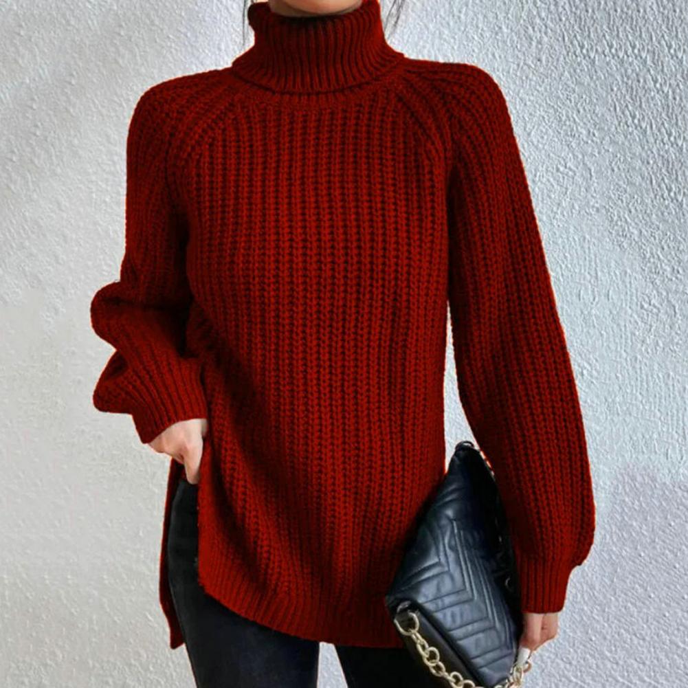 Damen - Rollkragenpullover - Weichem Rippenstrick - Bequemer Loose Fit für einen lässigen Look