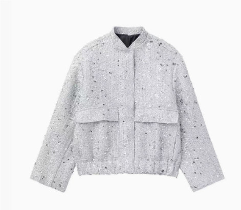 Damen - Kurze Jacke - Leichten Pailletten - Trendy & Schick - Perfekt für Ausgehen
