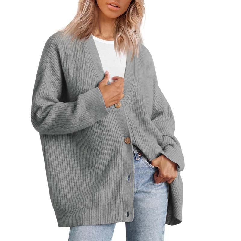 Damen - Lässige Strickjacke - Weichem Material - Rippstrickstruktur - Perfekt für den Herbststil