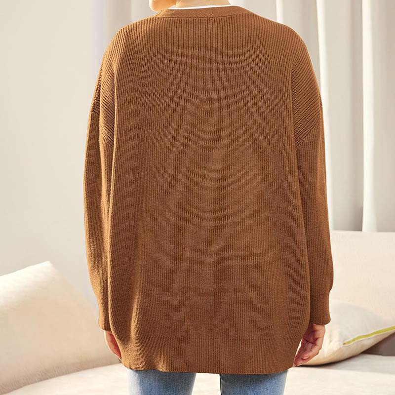 Damen - Lässige Strickjacke - Weichem Material - Rippstrickstruktur - Perfekt für den Herbststil