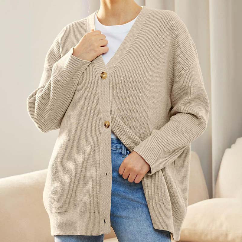 Damen - Lässige Strickjacke - Weichem Material - Rippstrickstruktur - Perfekt für den Herbststil
