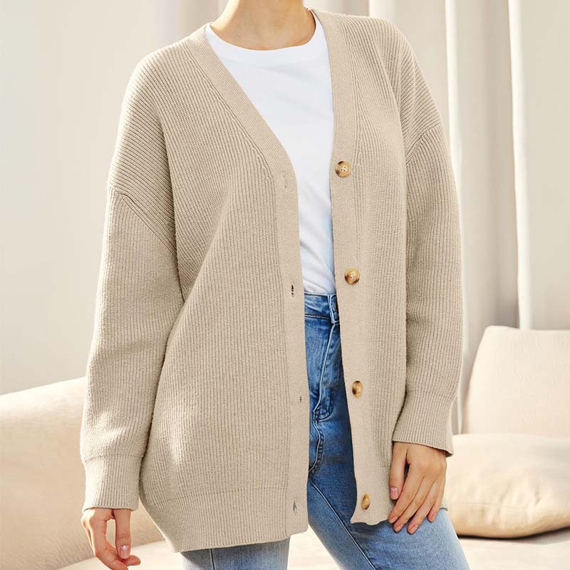 Damen - Lässige Strickjacke - Weichem Material - Rippstrickstruktur - Perfekt für den Herbststil