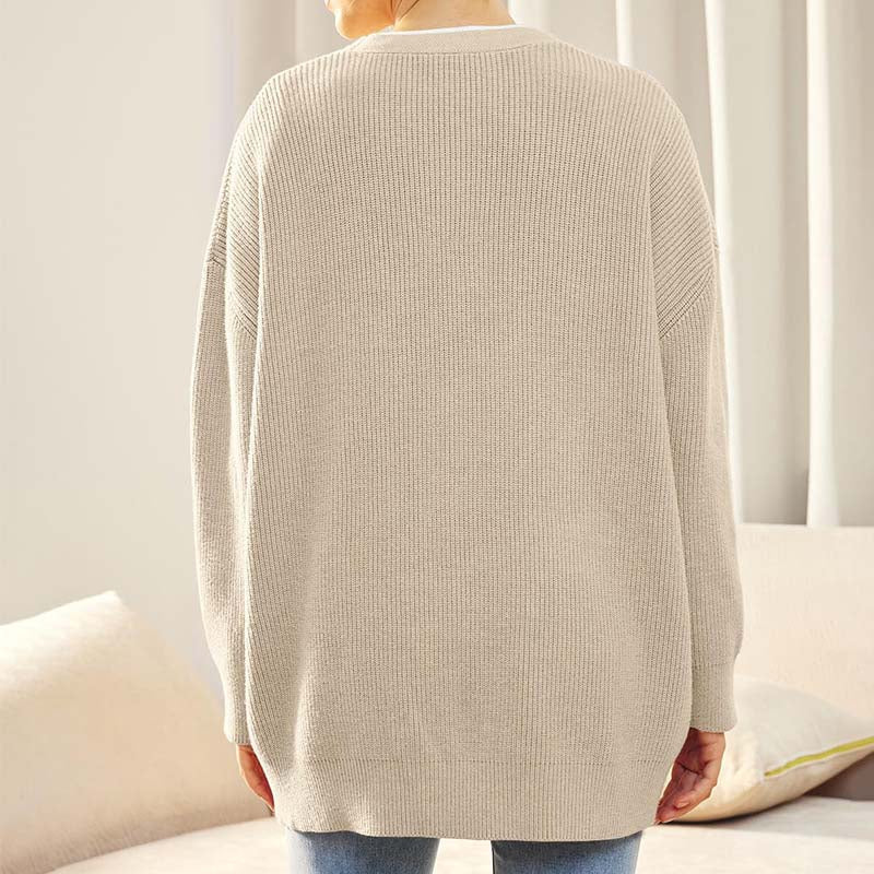 Damen - Lässige Strickjacke - Weichem Material - Rippstrickstruktur - Perfekt für den Herbststil