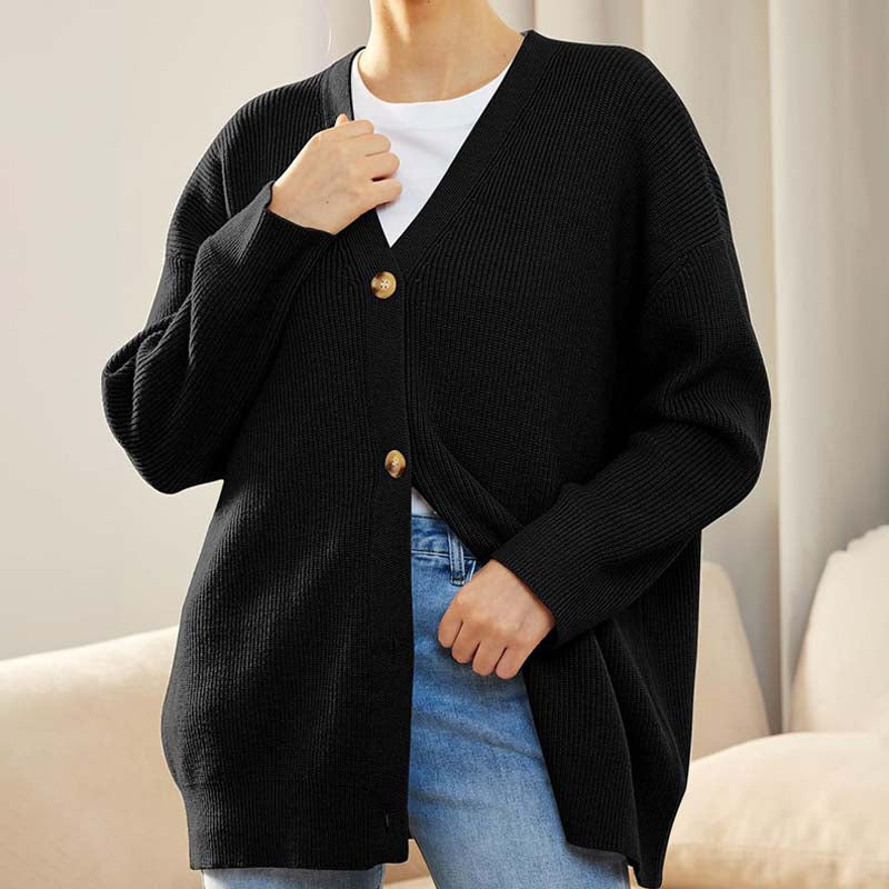 Damen - Lässige Strickjacke - Weichem Material - Rippstrickstruktur - Perfekt für den Herbststil