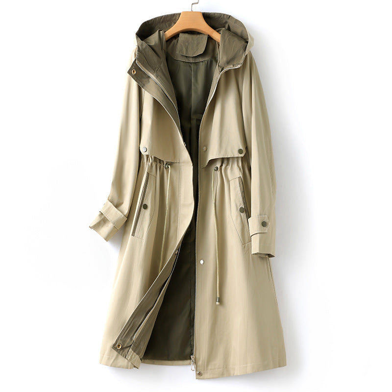 Damen - Trenchcoat mit Kapuze - Wasserdichter - Moderner Stil für jeden Anlass