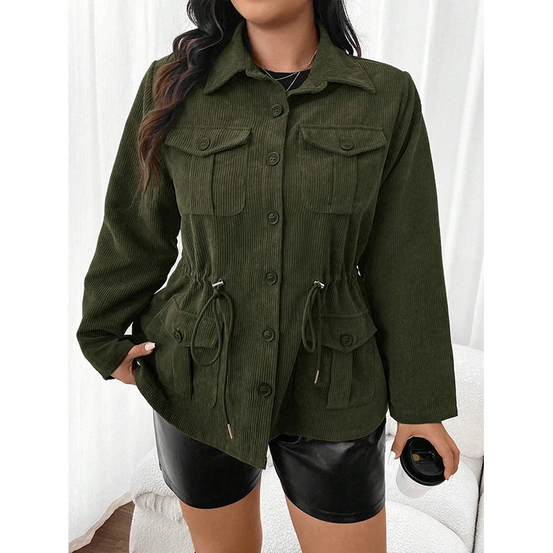 Damen - Stylische Cordjacke - Taschen - Komfortabler und modischer Look für jeden Anlass