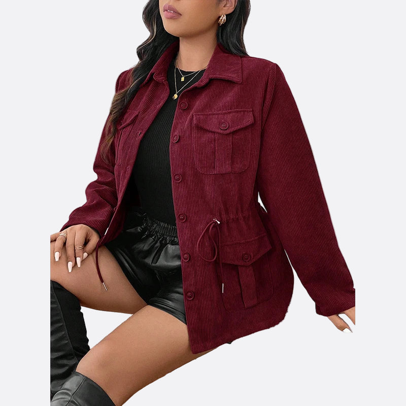 Damen - Stylische Cordjacke - Taschen - Komfortabler und modischer Look für jeden Anlass