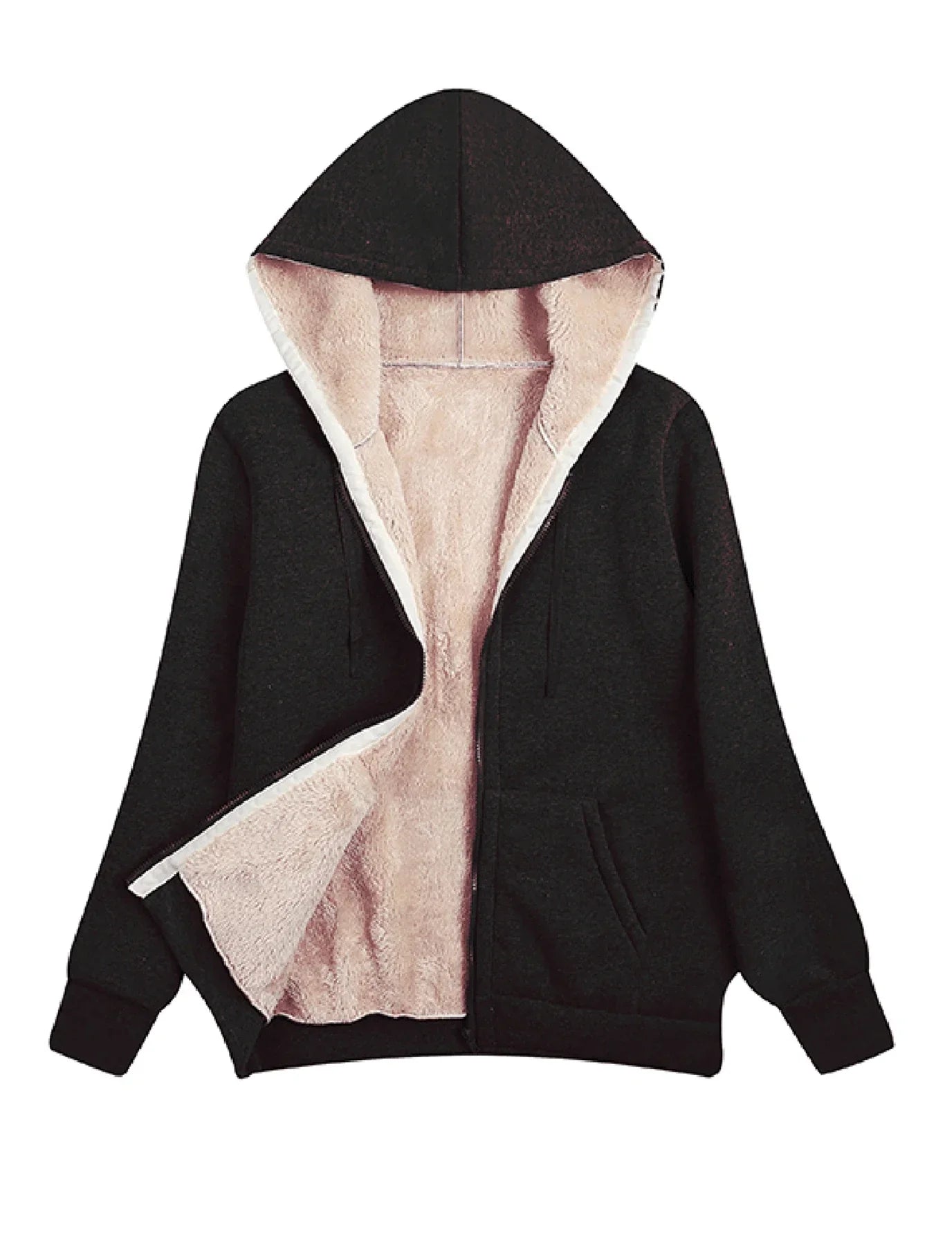 Damen - Fleecejacke - Kapuze - Bequeme lange Ärmel - Ideal für kühle Tage